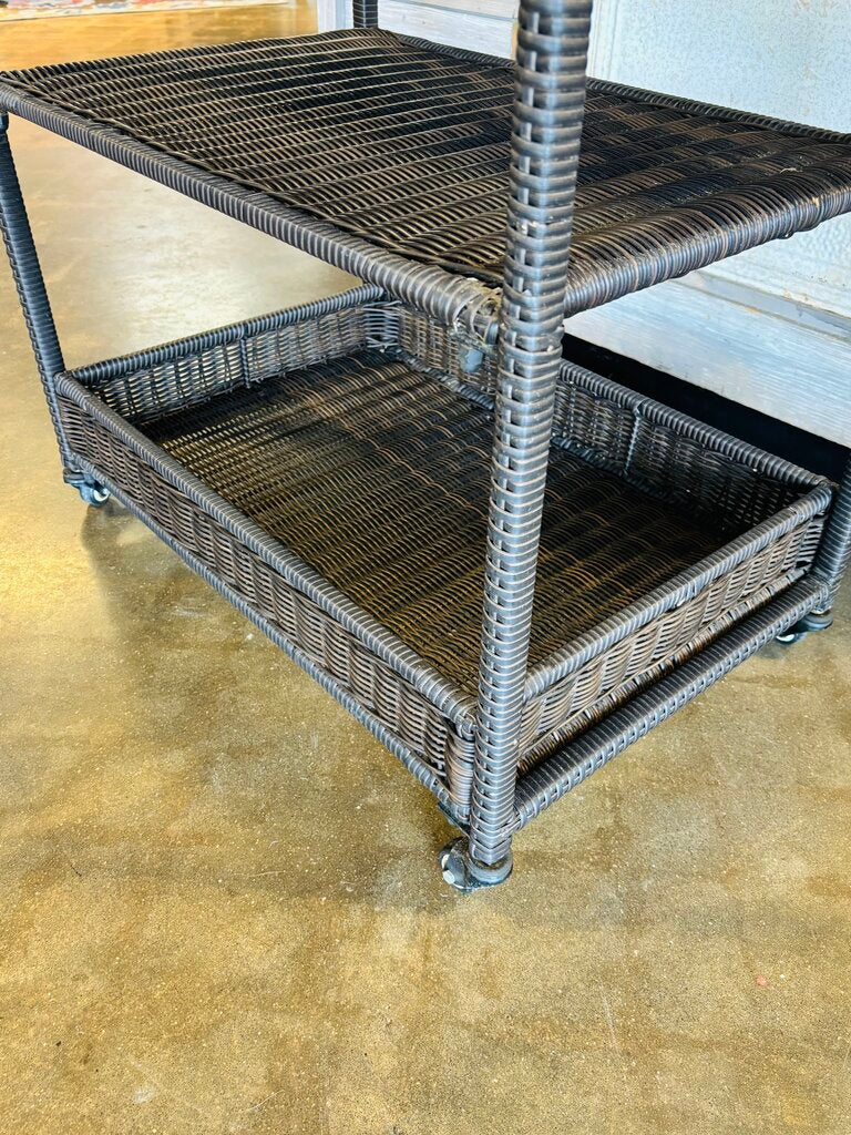 3 Tier Rattan Barcart on Casters - Image 5