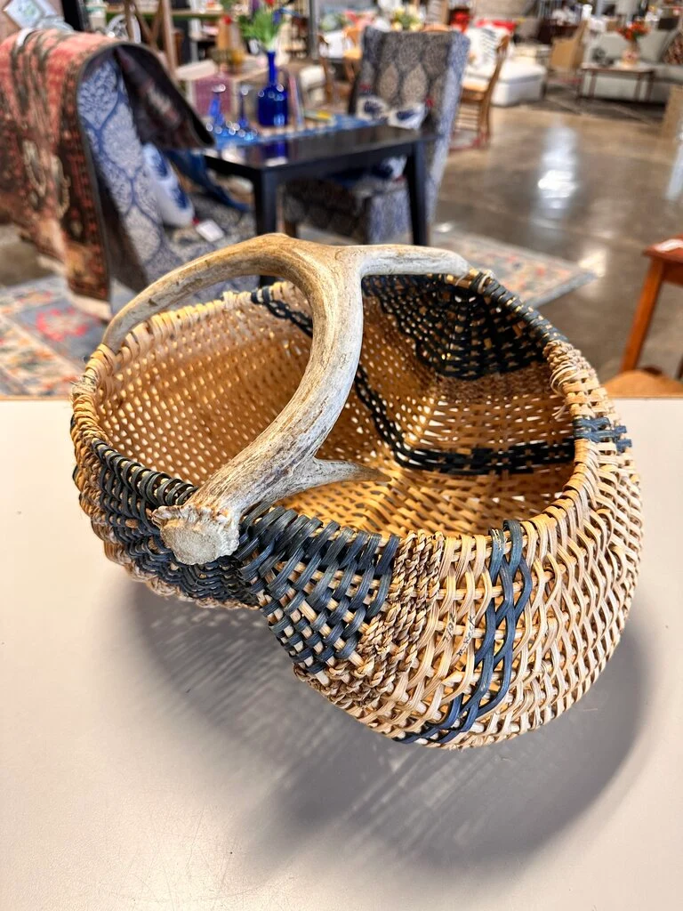 Antler Handle Rattan Basket - Image 2