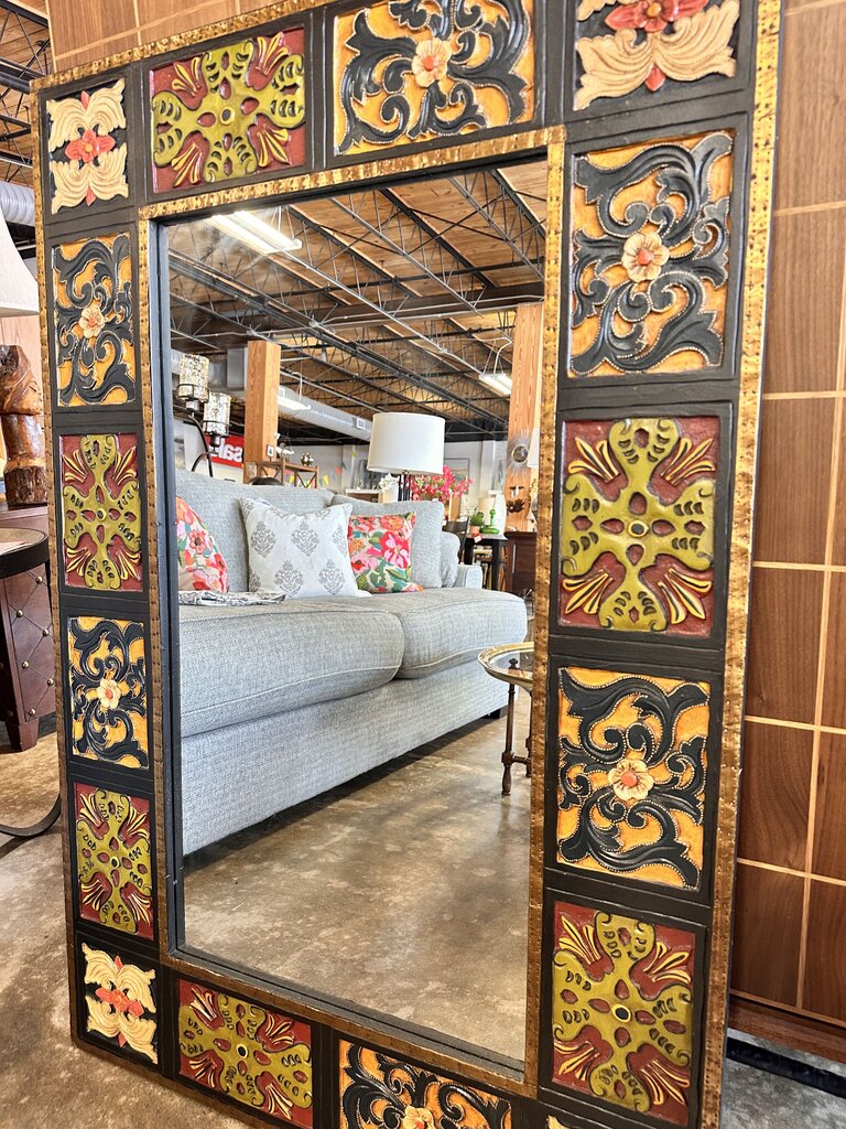 Carved Hand Painted Wood Mirror