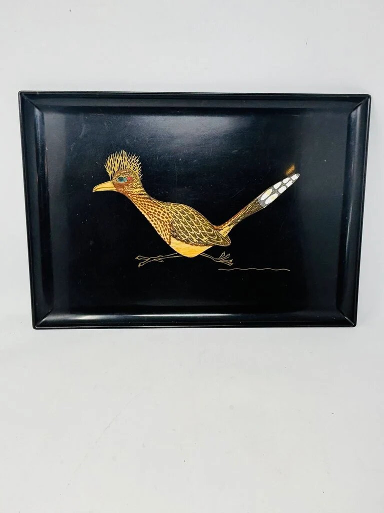 Couroc Hand Inlaid Roadrunner Tray - Image 2