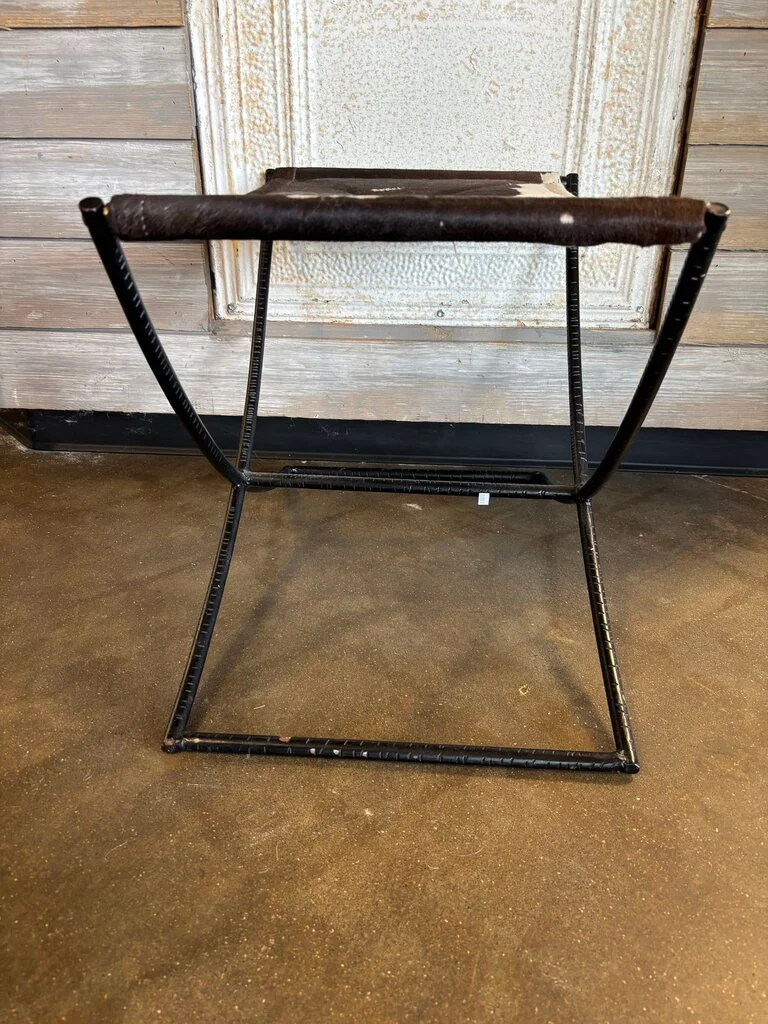 Cowhide Metal Utility Stool - Image 2