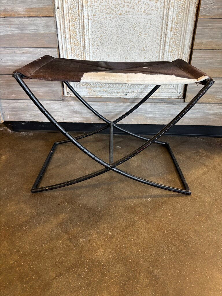 Cowhide Metal Utility Stool - Image 3