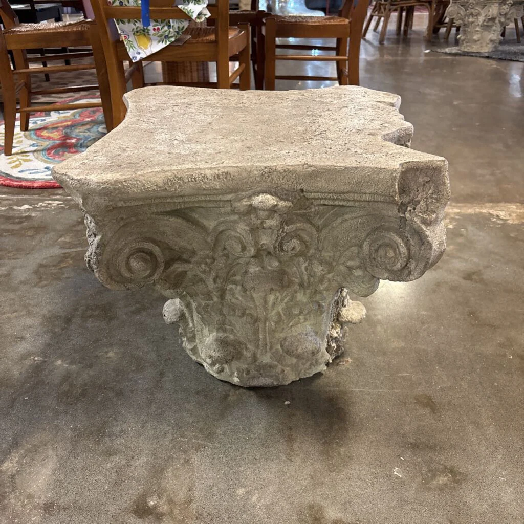 Deco Distressed Column Side Table 20 X 20 X 17