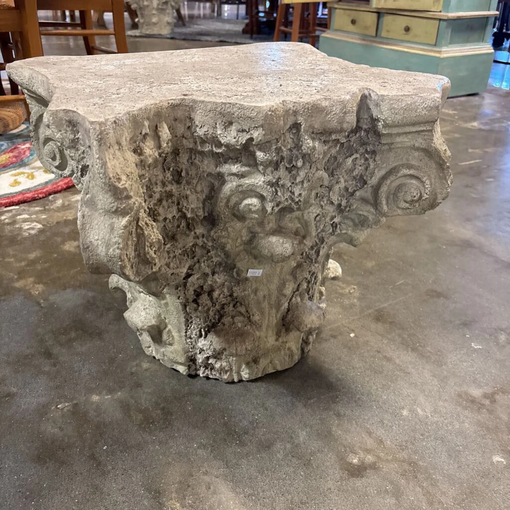 Deco Distressed Column Side Table 20 X 20 X 17 - Image 4
