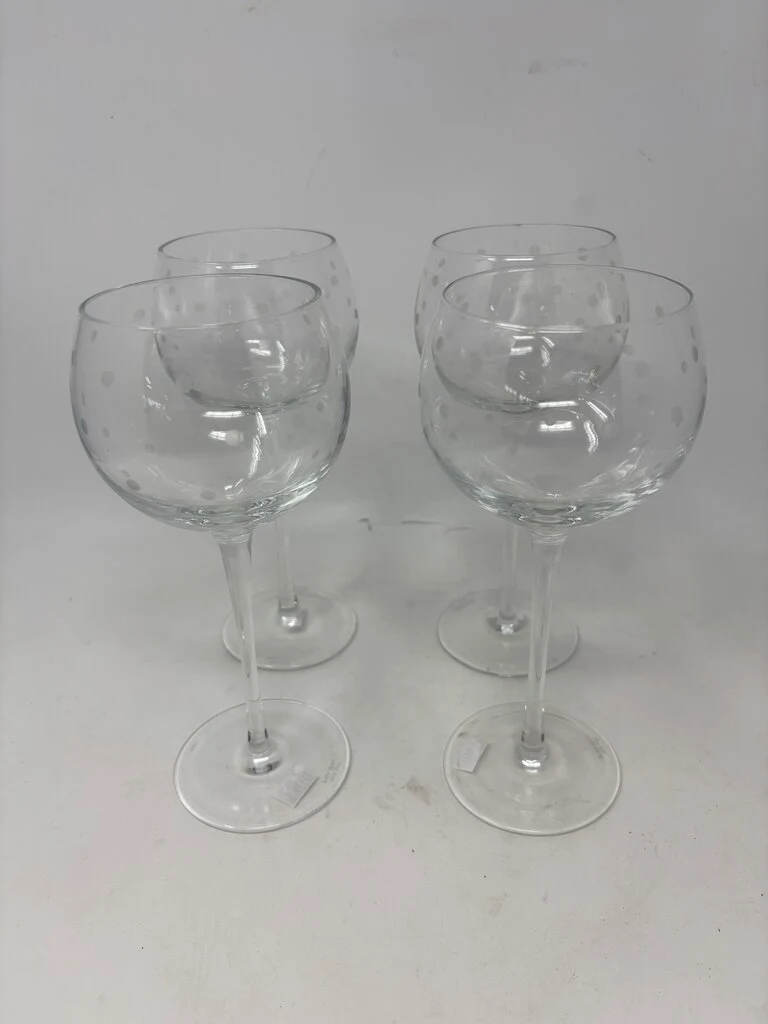 Etched Polka Dot Wine Goblets Set 4 - Image 2