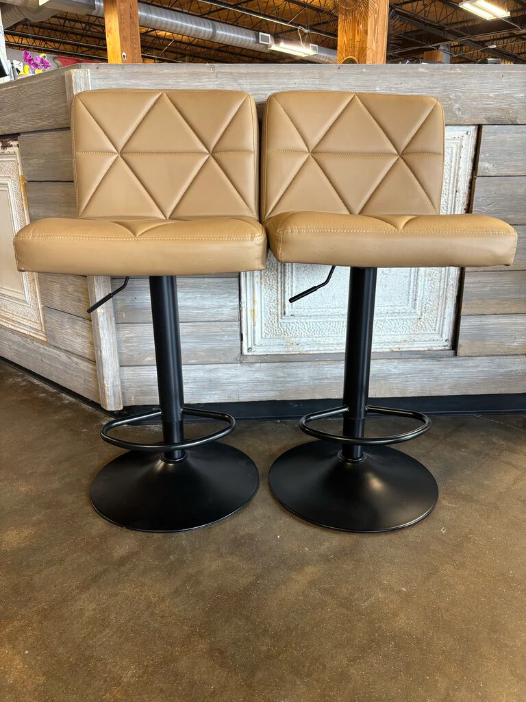 Faux Leather Adjustable Bar Stools Pair