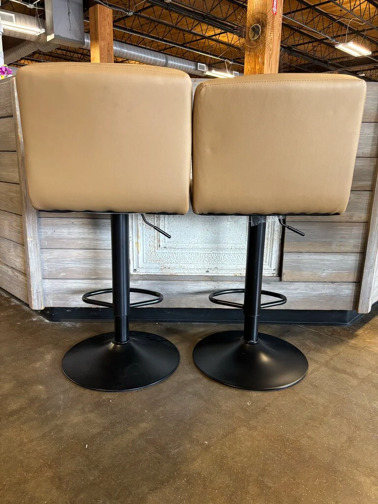 Faux Leather Adjustable Bar Stools Pair - Image 3