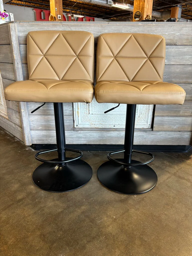 Faux Leather Adjustable Bar Stools Pair