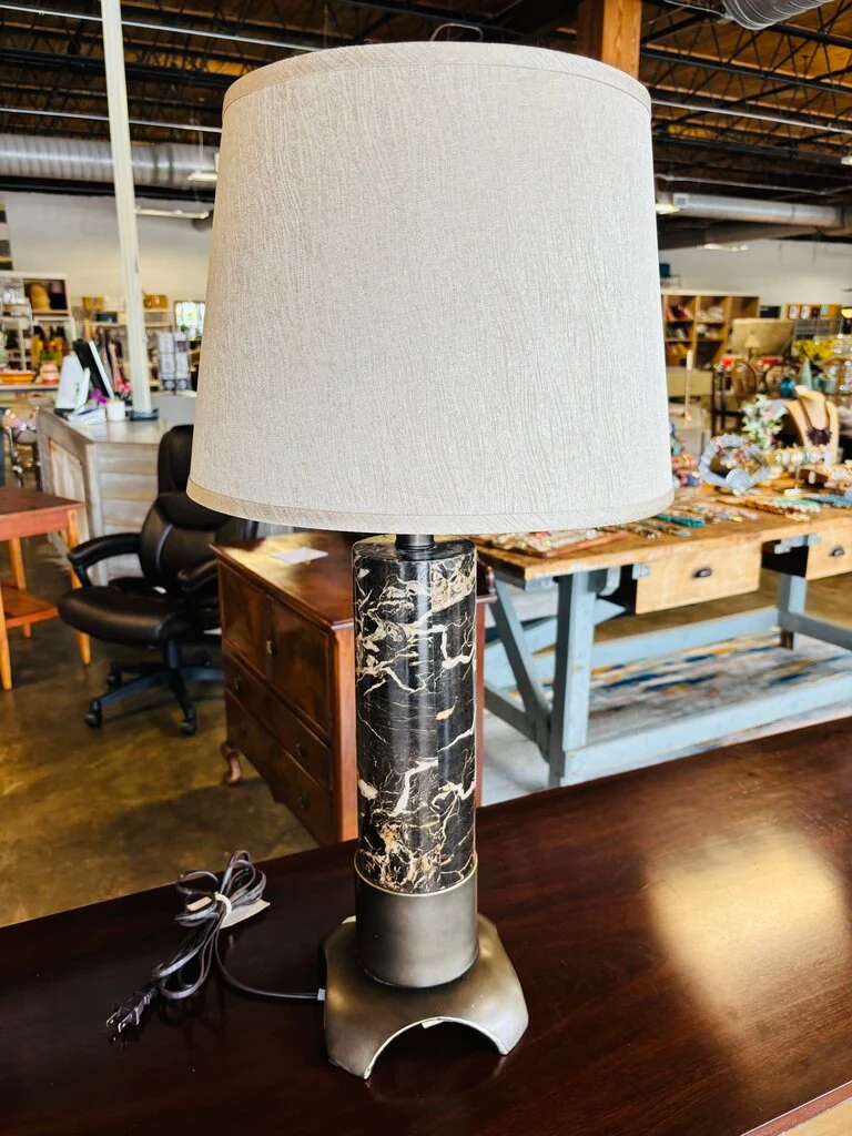 Faux Marble Column Lamp - Image 3