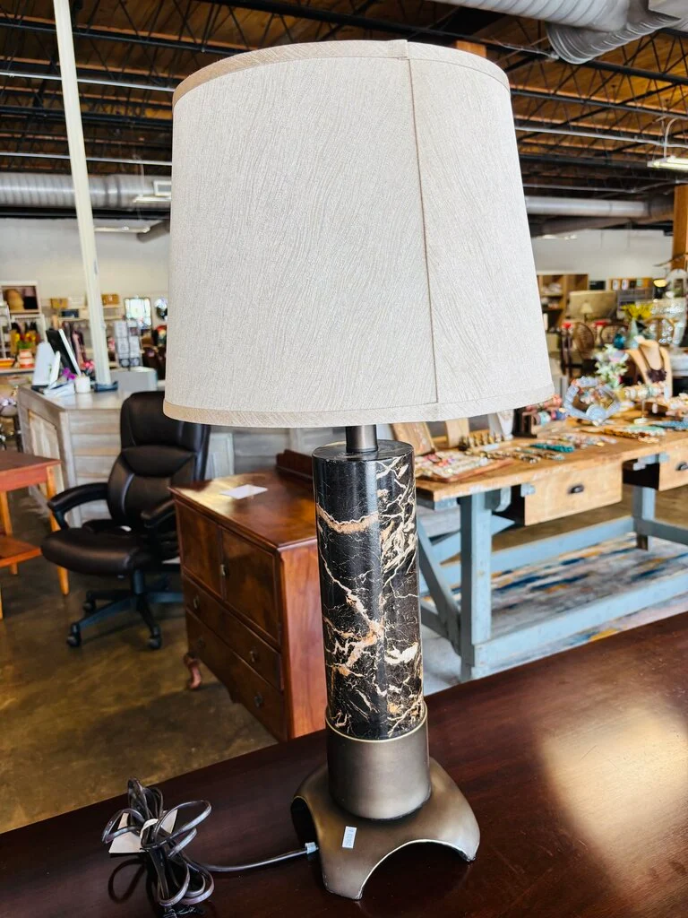 Faux Marble Column Lamp - Image 4