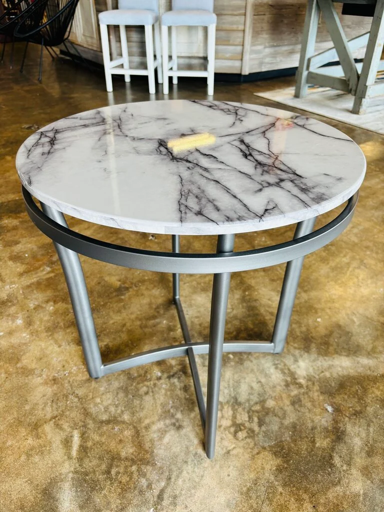 Faux Marble Round Accent Table 24"R 24.5"H - Image 2