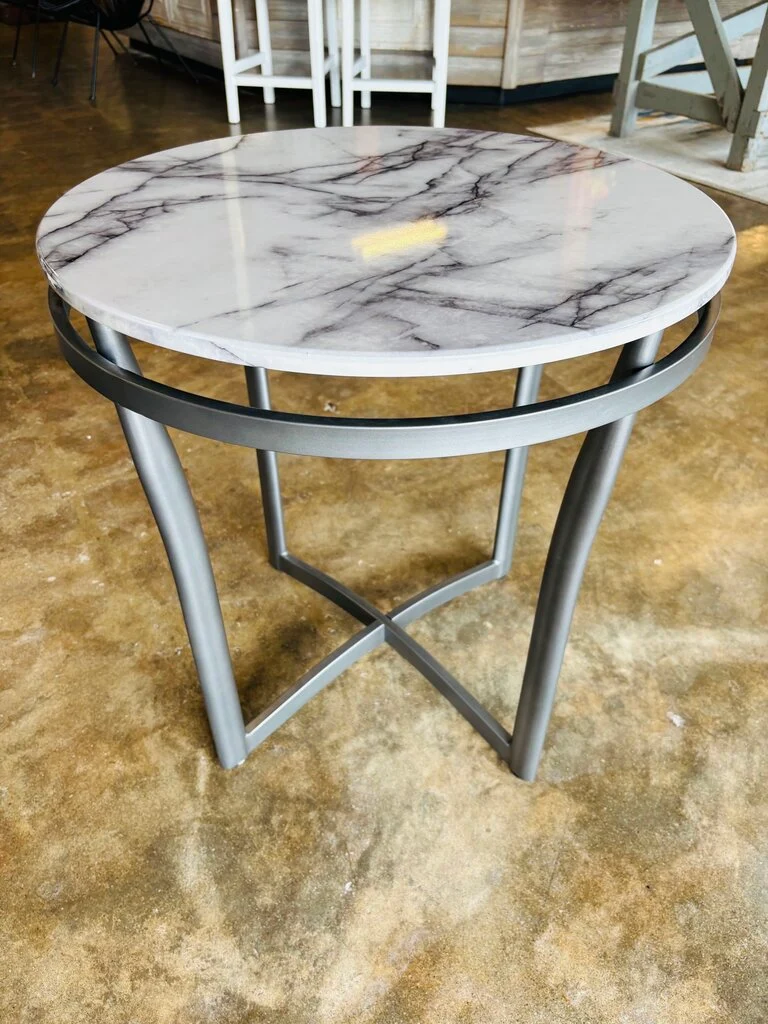 Faux Marble Round Accent Table 24"R 24.5"H - Image 3