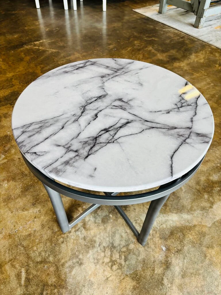 Faux Marble Round Accent Table 24"R 24.5"H - Image 4