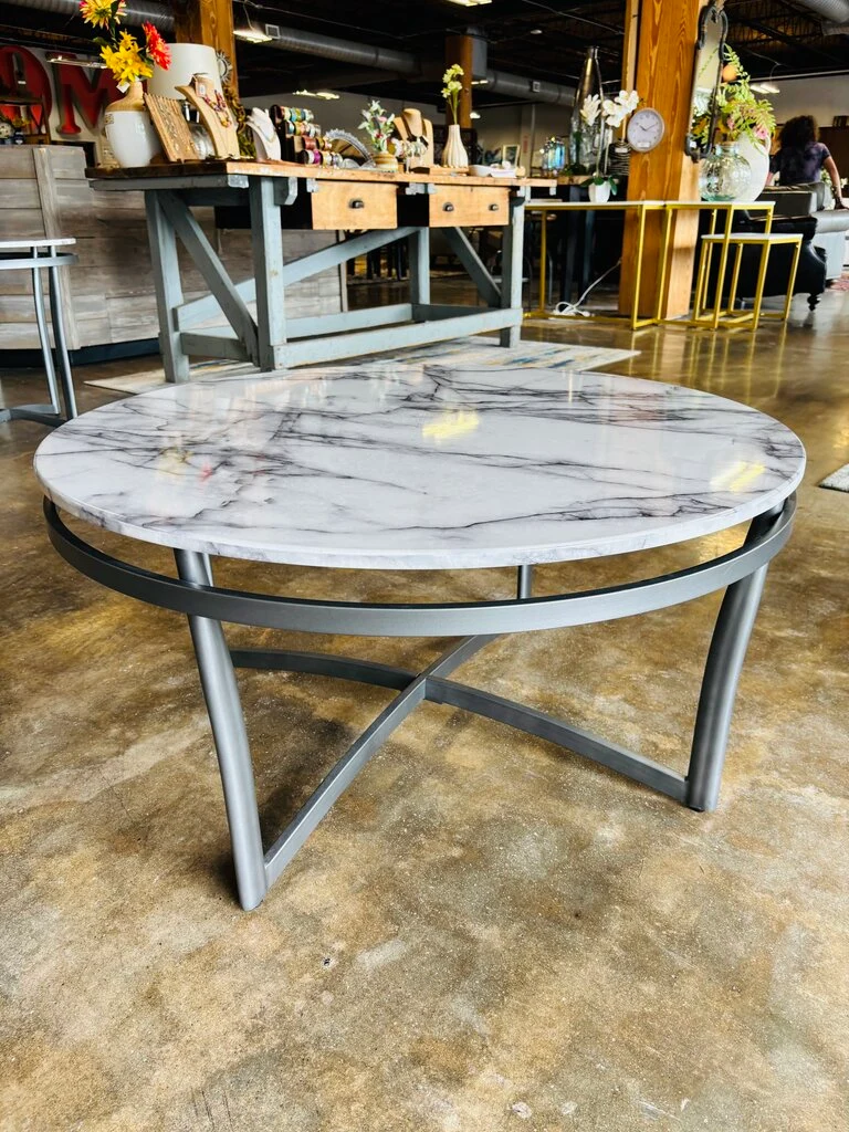 Faux Marble Round Coffee Table 36"R 18"H