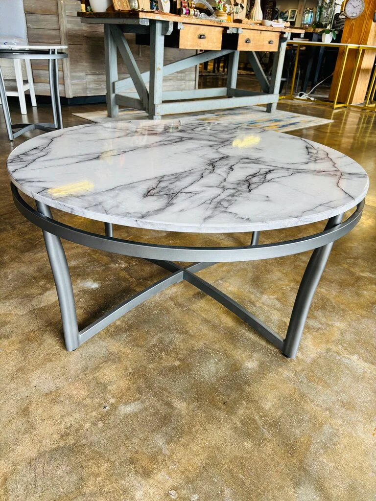Faux Marble Round Coffee Table 36"R 18"H - Image 3