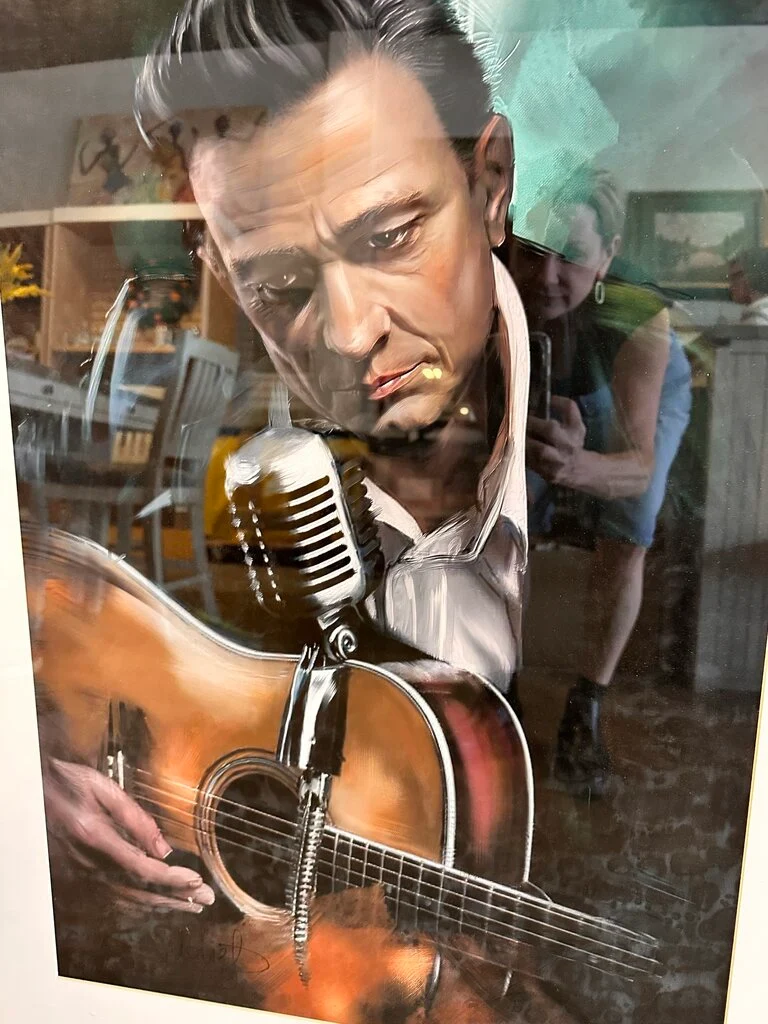 Framed Johnny Cash With Guitar - Image 2
