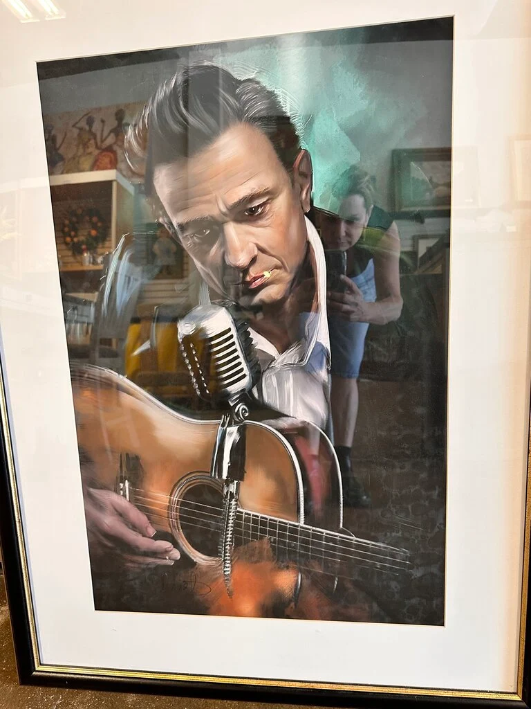 Framed Johnny Cash With Guitar - Image 3
