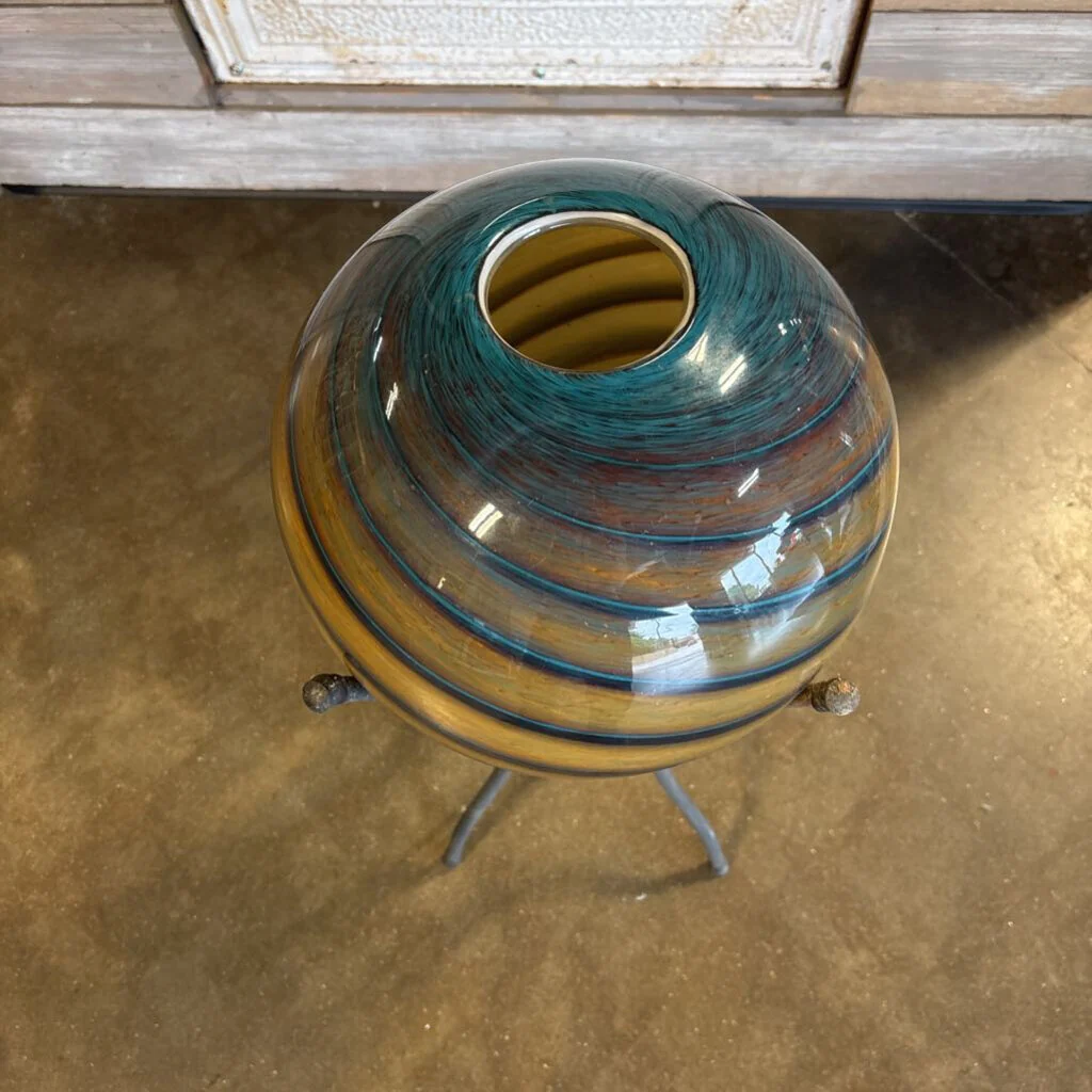 Glass Gazing Ball Planter with Stand - Image 3