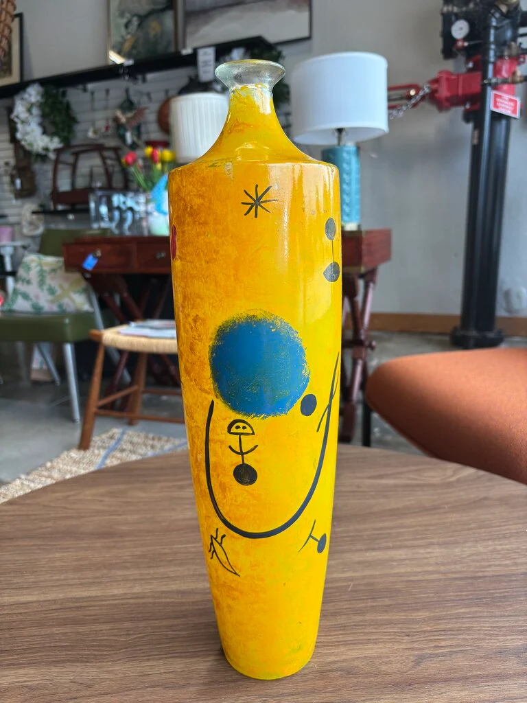 Glass Joan Miro Style Vase 17.5"H