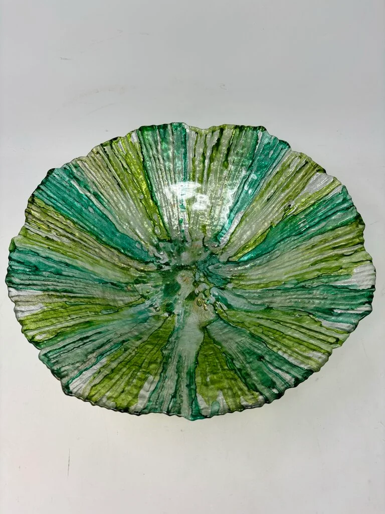 Glass Scalloped Edge Deco Bowl - Image 2