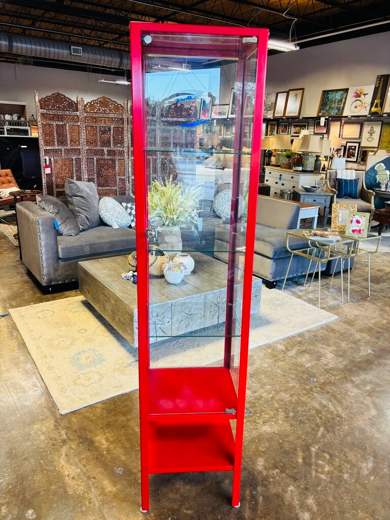 Glass/Metal Biby Cabinet w/Key 15.5 X 13 X 69