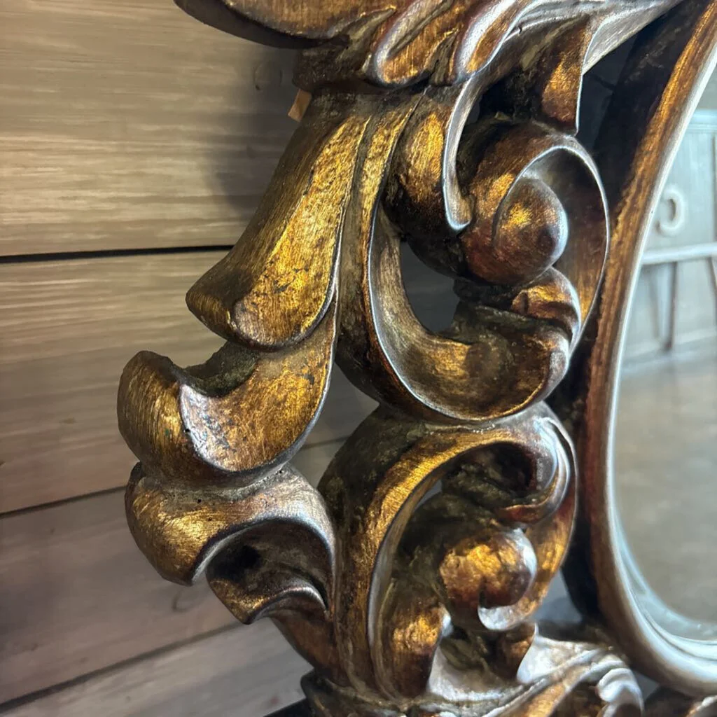 Gold Gilt Floral Resin Mirror 34 X 36 - Image 5
