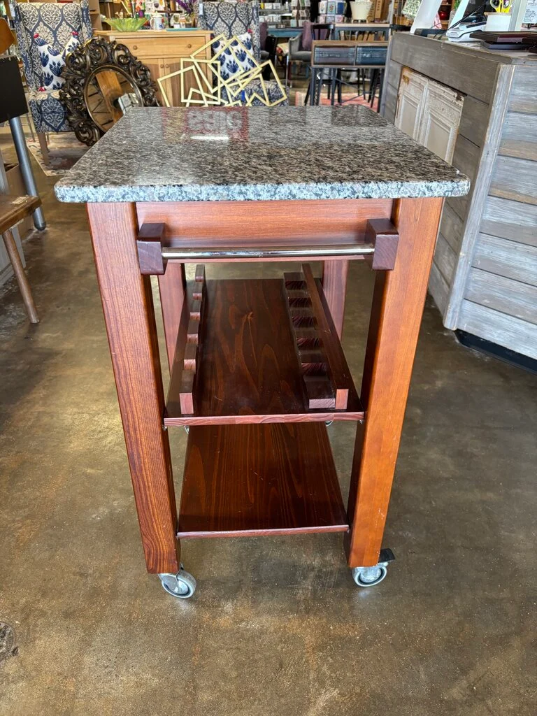 Granite Top Rolling Kitchen Island - Image 2