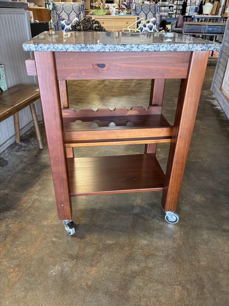 Granite Top Rolling Kitchen Island - Image 3