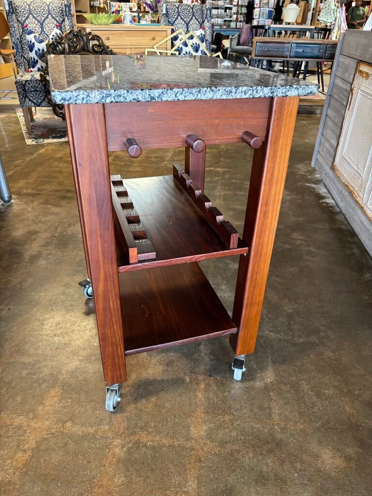 Granite Top Rolling Kitchen Island - Image 4