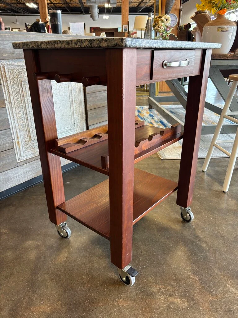 Granite Top Rolling Kitchen Island - Image 5