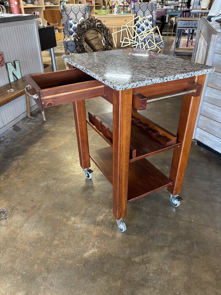 Granite Top Rolling Kitchen Island - Image 6