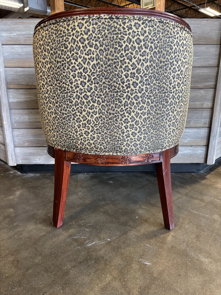 Hand Carved Swan Arms Tub Chair w/Animal Print - Image 3