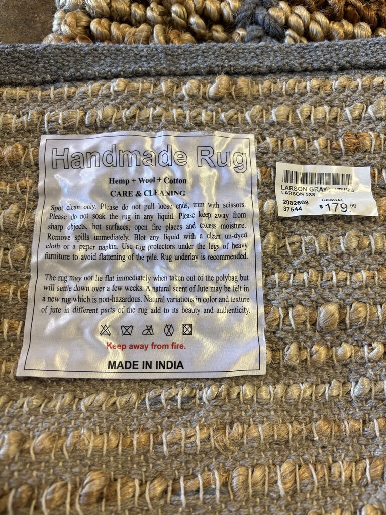 Handmade Hemp Wool Cotton Larson Rug 5 X 8 - Image 5