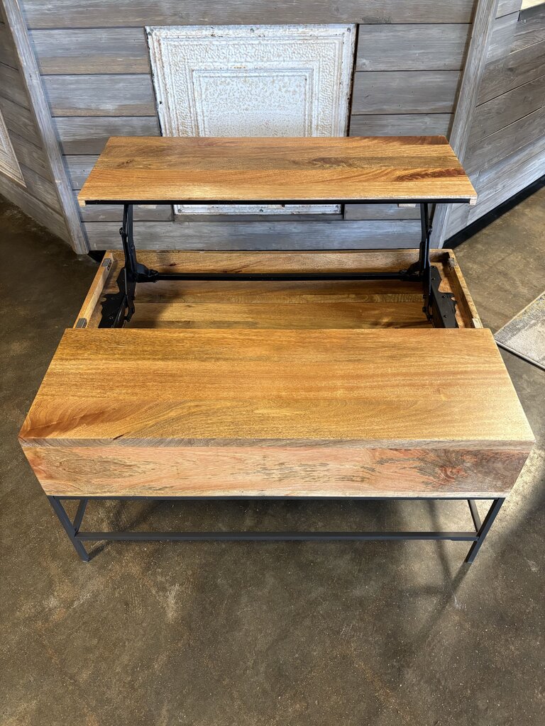 Industrial Wood Storage Pop-Up Coffee Table 36.25 X 26.25 X 18.25 - Image 2