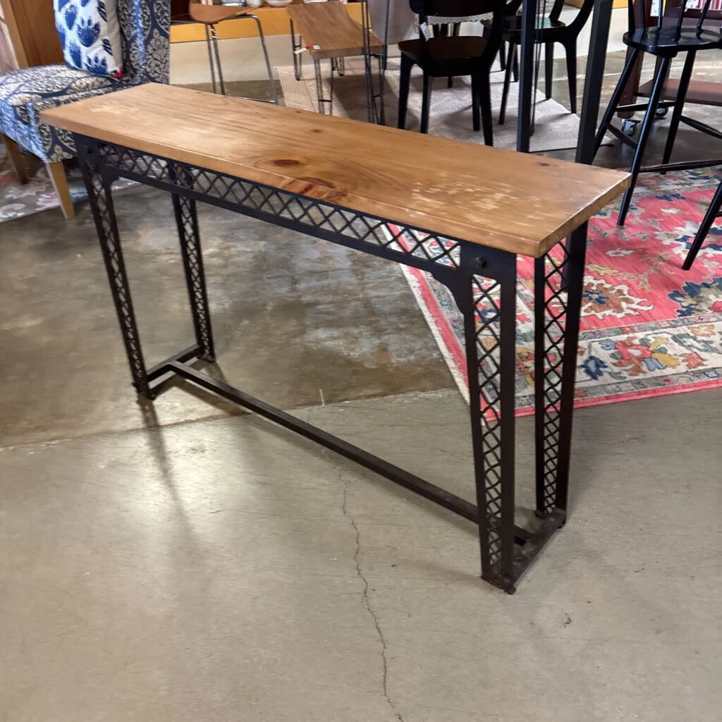 Industrial Wood/Iron Console 47.5 X 12 X 30 - Image 2