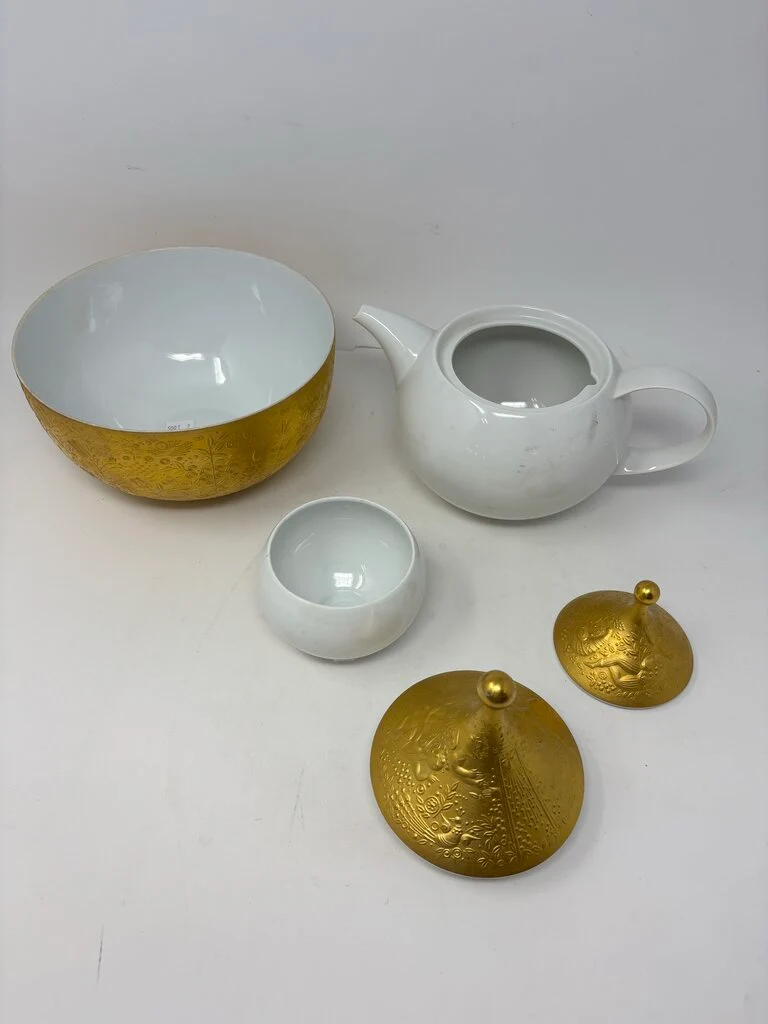 Magic Flute Teapot, Sugar Bowl, Bowl Signed - Image 2