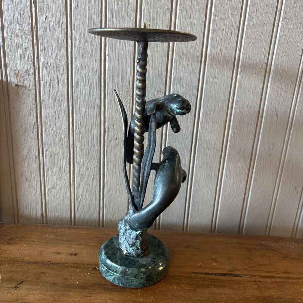 Manatees Candle Holder Marble Base - Image 4