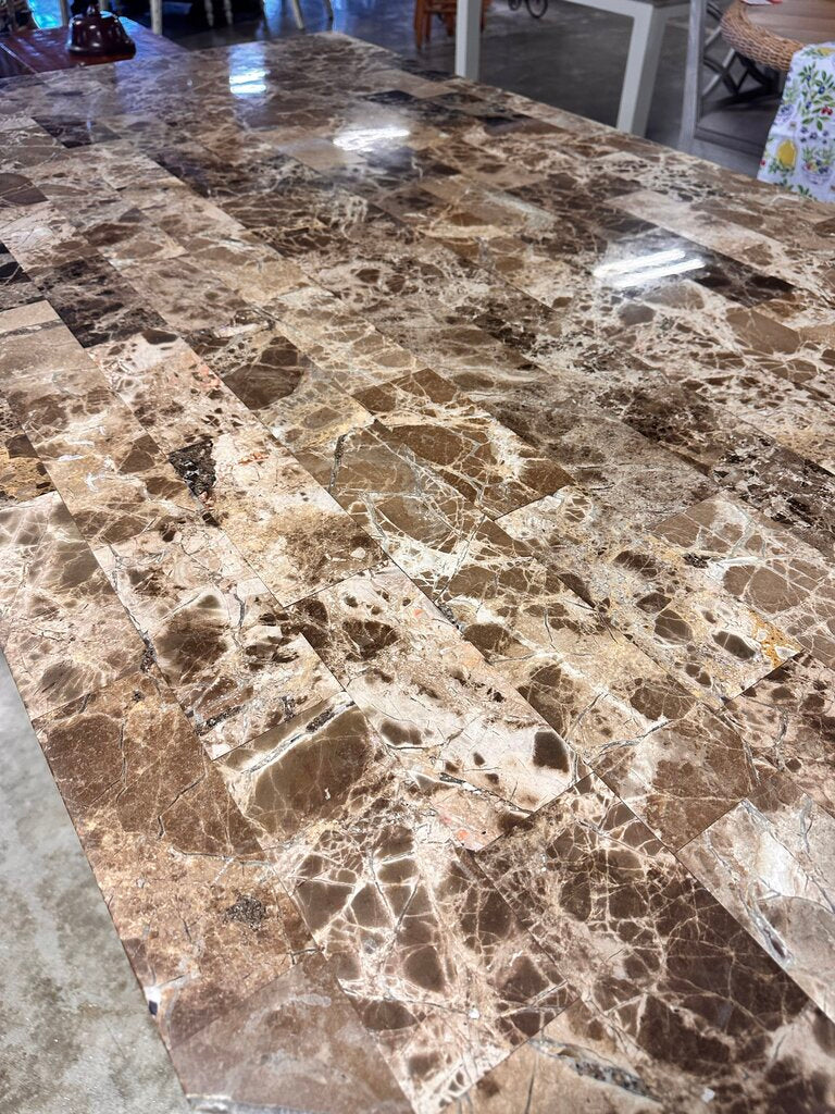 Marble Top Wood Dining Table - Image 5