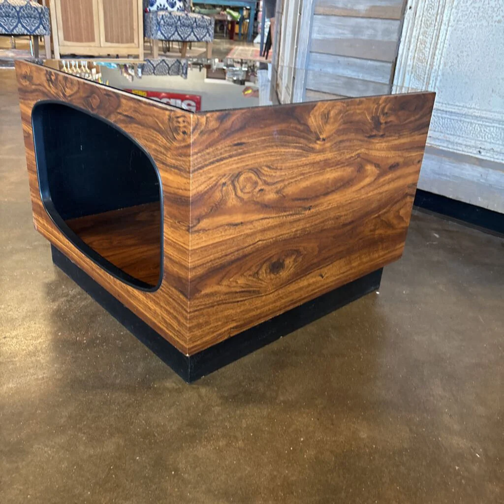 MCM Glass/Wood End Table 24 X 24 X 18 - Image 3