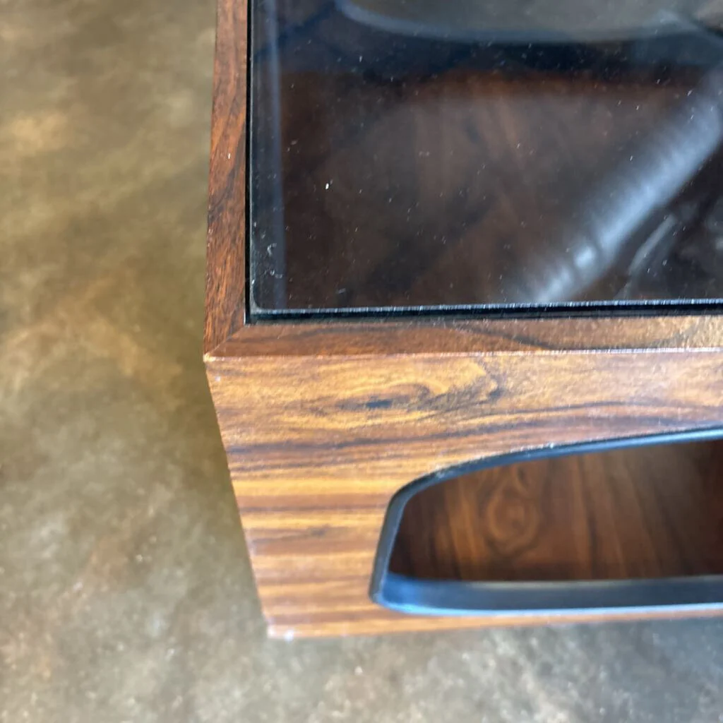MCM Glass/Wood End Table 24 X 24 X 18 - Image 5