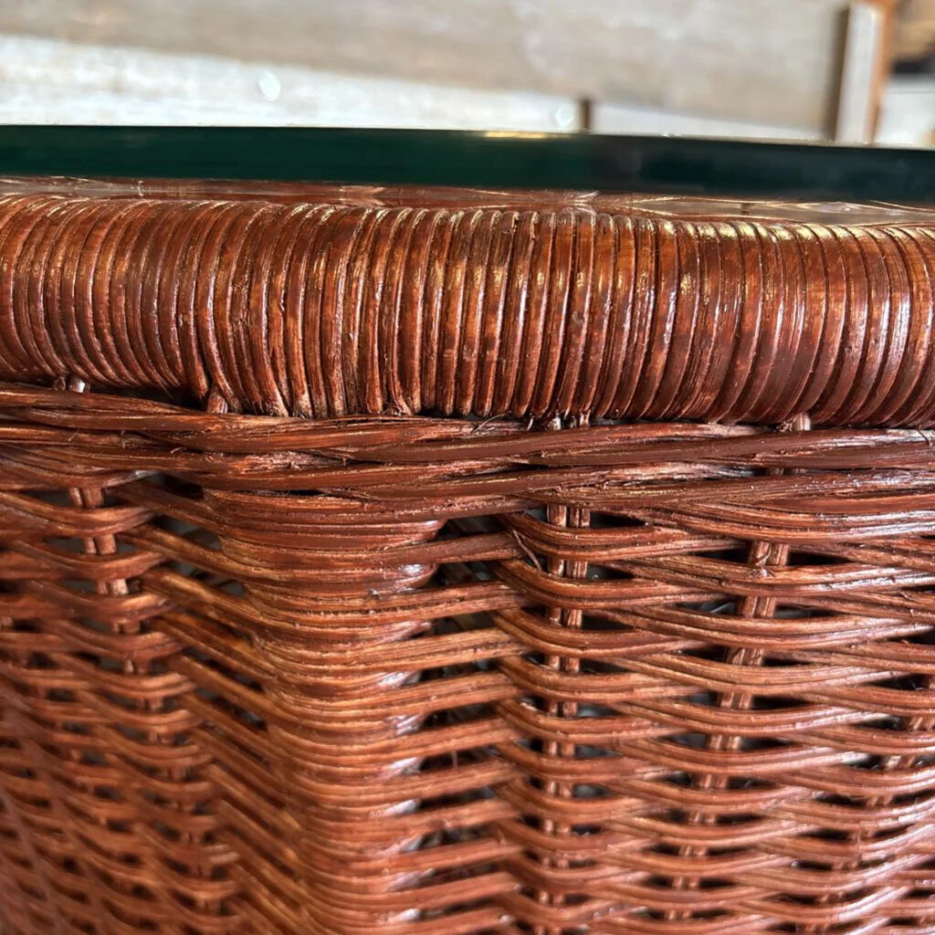 MCM Hourglass Shape Wicker Round Side Table - Image 3