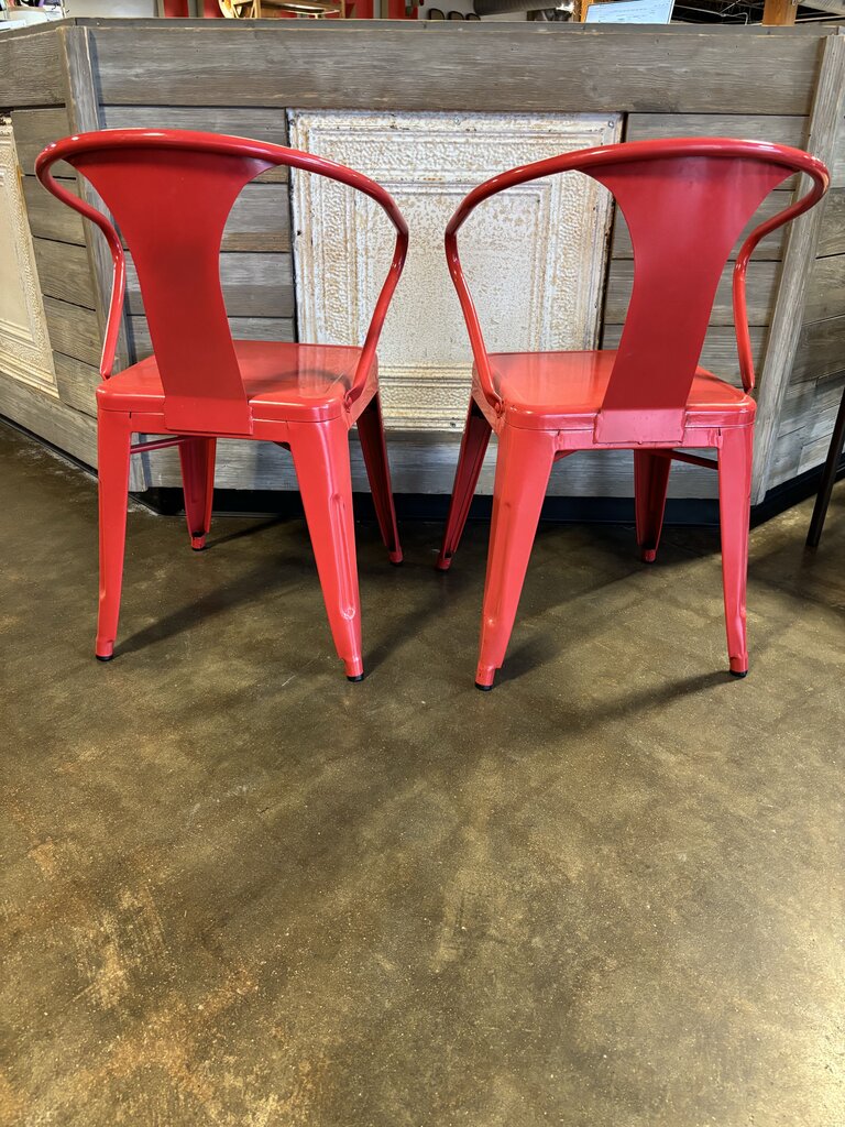 Metal Arm Chairs Pair - Image 2