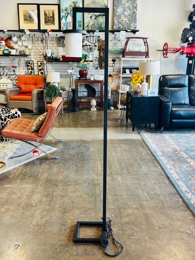 Metal Base Floor Lamp w/Marble Like Shade