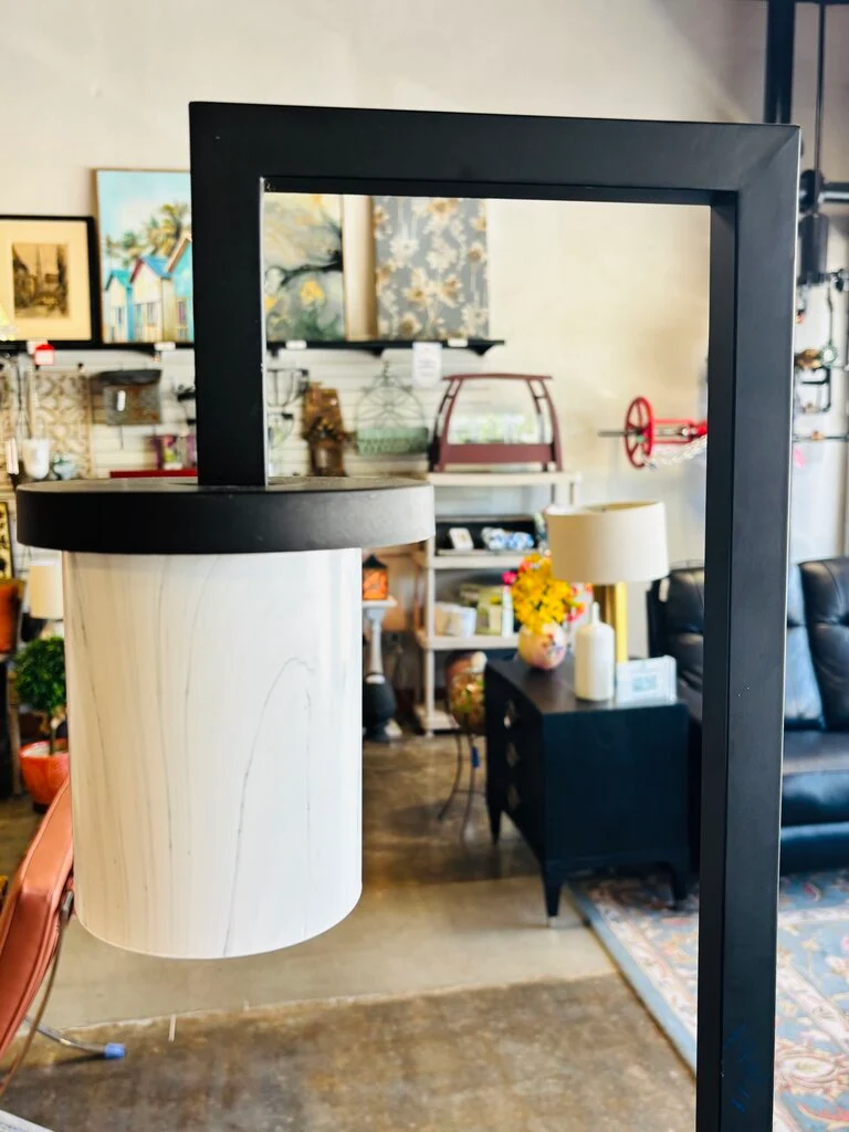 Metal Base Floor Lamp w/Marble Like Shade - Image 2