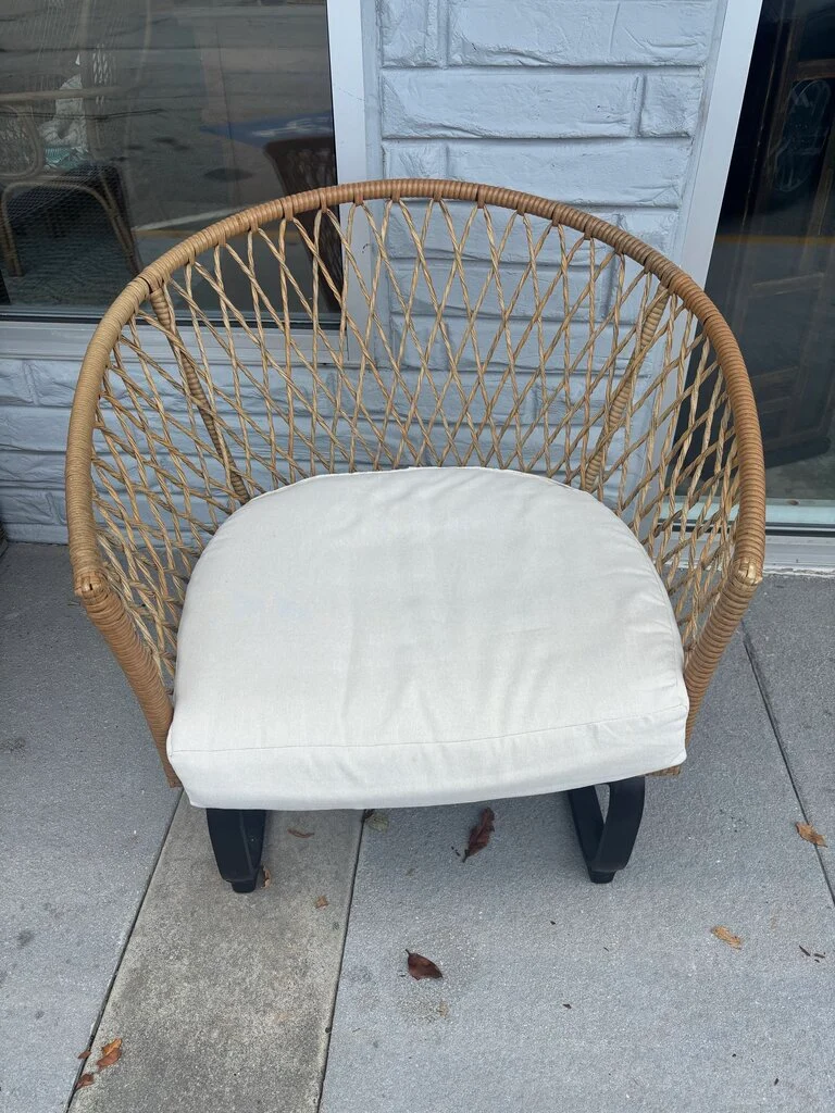 Metal C Frame Wicker Chair with Cushion - Image 2