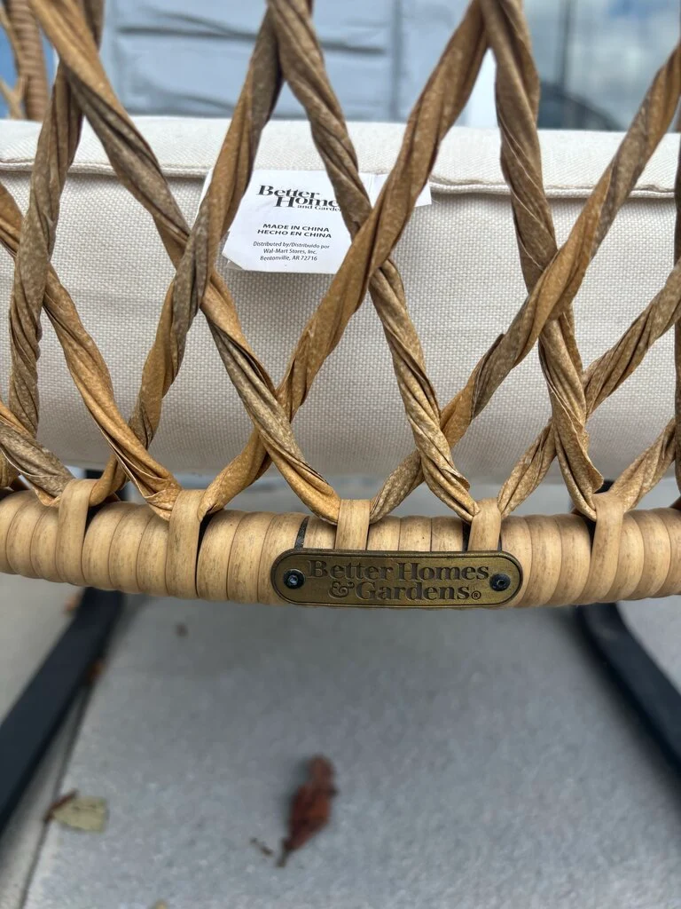 Metal C Frame Wicker Chair with Cushion - Image 4