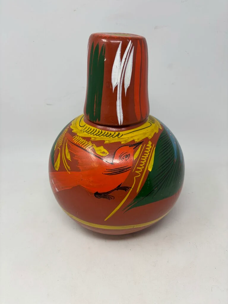 Mexican Clay Water Bottle with Cup - Image 3