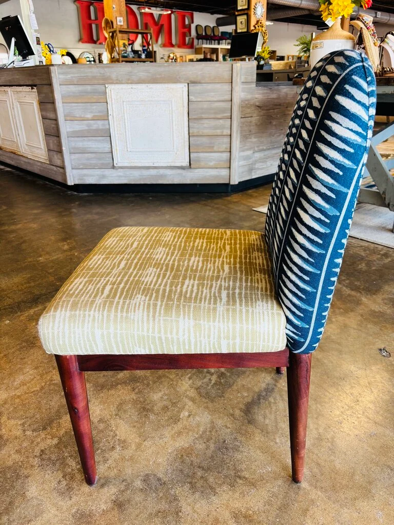 Navy & Green Upholstered Chair - Image 5