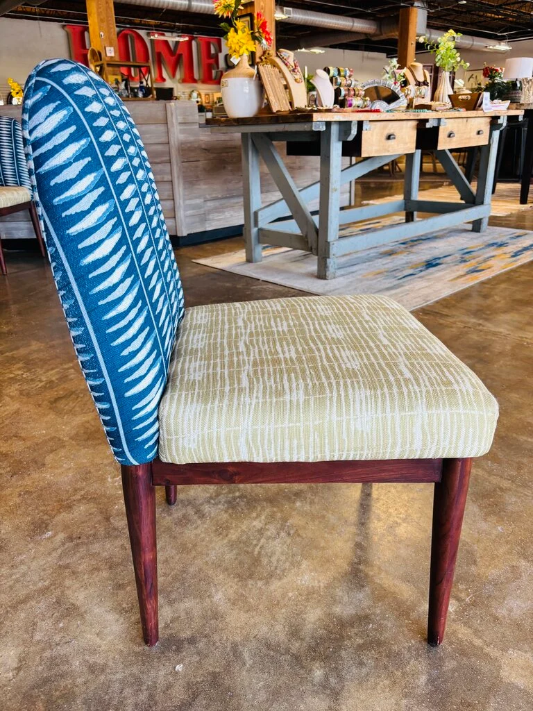 Navy & Green Upholstered Chair - Image 2