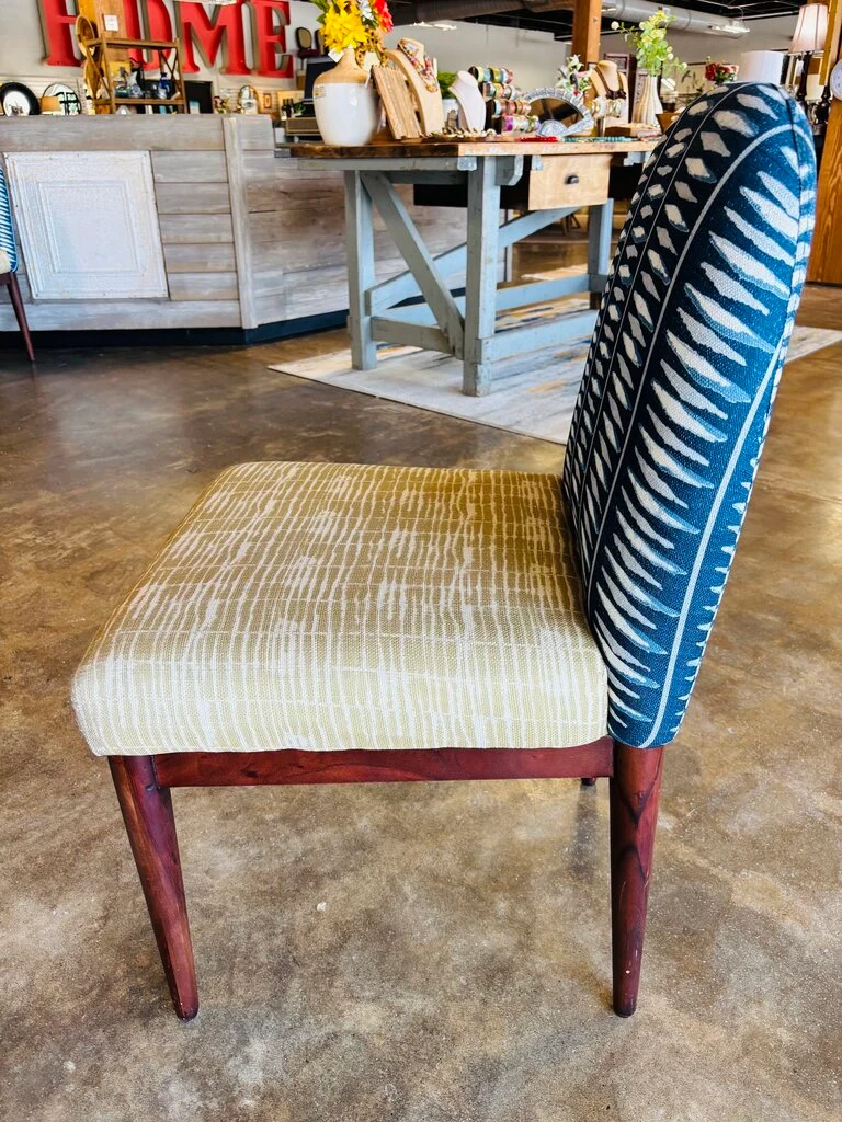 Navy & Green Upholstered Chair - Image 4